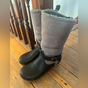 Sven shearling 11’ boots low heel gray and black